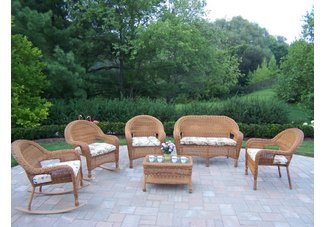Resin Wicker 6pc Seating Set with Cushions