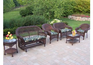 Resin Wicker 6pc Seating Set with Cushions