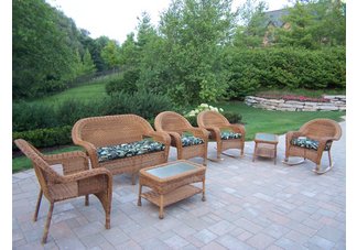 Resin Wicker 7pc Seating Set with Cushions