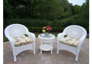 Resin Wicker 3pc Seating Set with Cushions