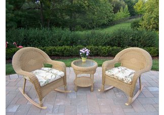 Resin Wicker 3pc Rocker Set with Cushions
