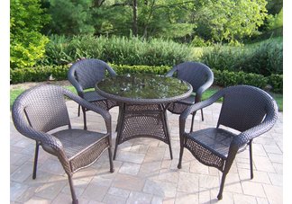 Resin Wicker 5pc Dining Set