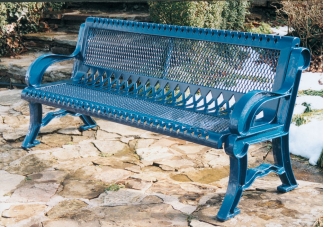 park bench, steel bench, outdoor bench