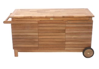 teak furniture cushion box on wheels