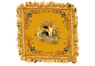 Hound on Gold Needlepoint Pillow