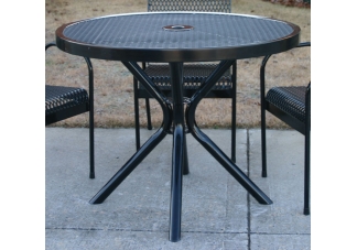 Metal Table on Round Expanded Metal Canteen Table