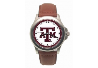 Texas A&amp;M Aggies Mens Leather Watch