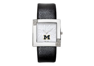 University of Michigan Wolverines Ladies Leather Watch