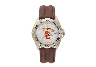 University of Southern California Trojans Mens Leather Watch