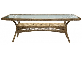 Wicker Dining Table with Glass Top
