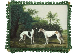 Whippet Dogs Needlepoint Pillow