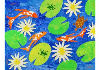 Fishes and Flowers and Frogs, Oh My!" limited edition canvas gallery wrapped art by Pierre H. Matiss