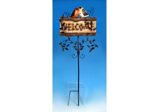 Birds On Staked Welcome Sign