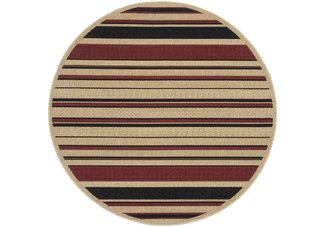 Red Round Striped Rug