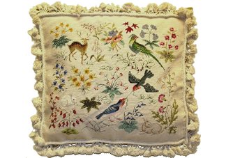 Old World Animals Needlepoint Pillow
