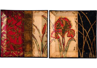 Golden Marsh Floral Plates - Set of Two
