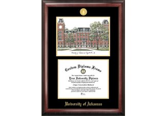 University of Arkansas Gold embossed frame with limited edition lithograph