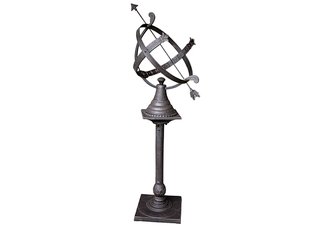 Light Copper Rust Pedestal Armillary Sundial