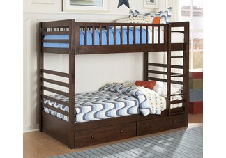 Dreamland Twin over Twin Bunk Bed with Storage Drawers Collection Set