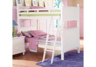 Pottery White Twin Bunkbed and 1 Night Stand Collection Set