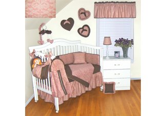 Babykins Chocolate Pink Paisley Baby Bedding Set