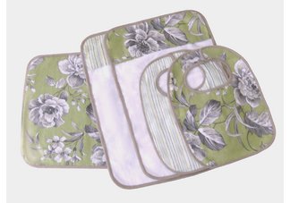 Babykins Courtyard Green Burp Cloth, Bib & Change Pad 5 PC Set