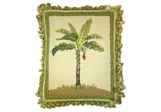 Banana Palm Needlepoint Pillow