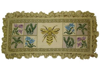 Bee and Flowers Needlepoint Pillow