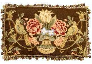 Birds and Peonies Needlepoint Pillows
