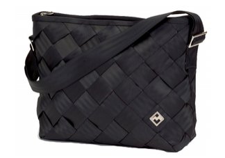 Maggie Bags Black Large Seatbelt Messenger Bag