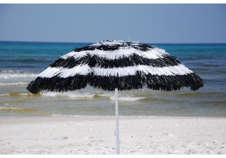Black and White Raffia Beach Umbrella