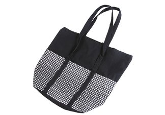 Black & White Houndstooth Zipper Tote Bag