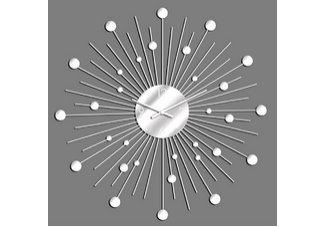 Silver Disc and Mirror Star Burst wall clock