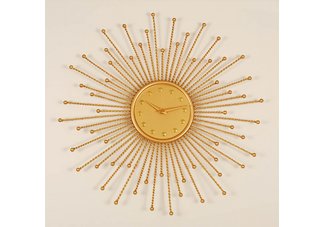 Solid Metal Sunburst case w/ goldtone finish wall clock