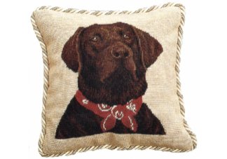 Brown Lab Needlepoint Pillow