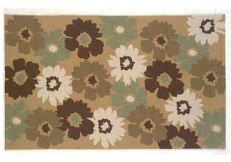 Brown & Olive Floral Rug