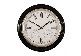 Indoor/Outdoor wall clock w/ humidity and temperature sub dials