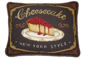cheesecake needlepoint pillow
