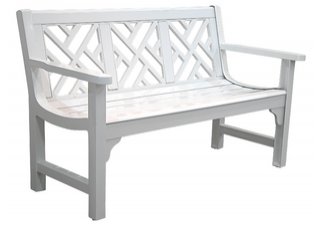 cast aluminum park bench white