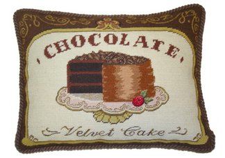 chocolate cake needlepoint pillow