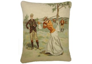 Classic Golfer Needlepoint Pillow