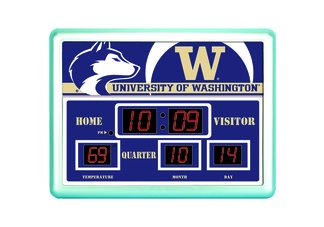 Washington Huskies Team Clock and Thermometer Scoreboard