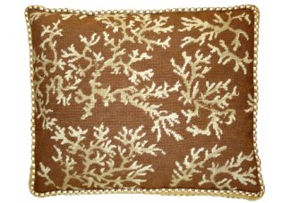 Coral Needlepoint Pillow