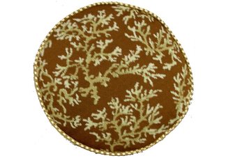 Round Coral Needlepoint Pillow