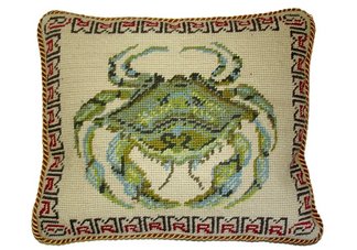 Crab Needlepoint Pillow