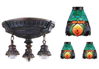 Peacock Design Tiffany ceiling fixture
