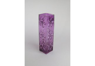 Tall Glass Vase with blownout daisies-Purple