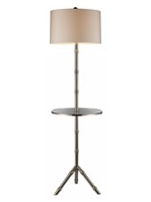 Stanton Table Lamp in Silver Plating with Glass Tray and Milano Off-White Shade