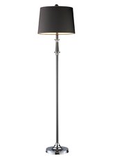 Monaca Floor Lamp in Black Nickel and Chrome with Slate Grey Shade and Dark Grey Liner