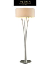 Hudson Floor Lamp in Glacier Silver with Textured Beige Linen Shade and Diffuser